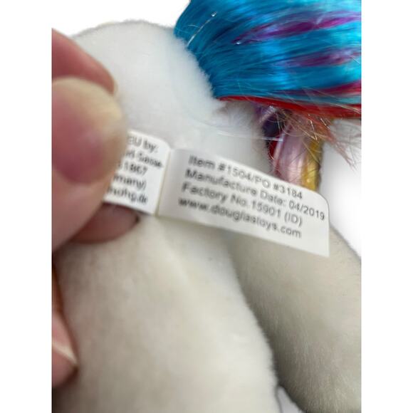 Douglas Unicorn Plush Elodie White & Senna Rainbow Nursery Decor 9” Lot of 2 - Picture 14 of 15